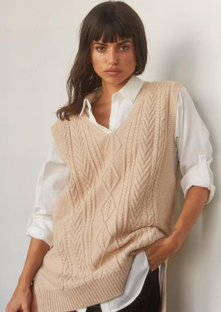 Beige Knit Sweater Vest