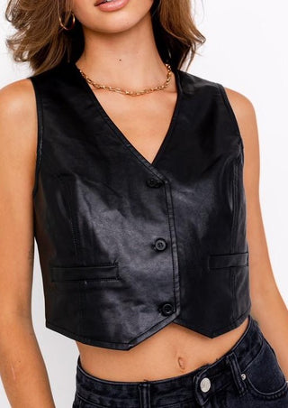 Vintage Black Leather Vest