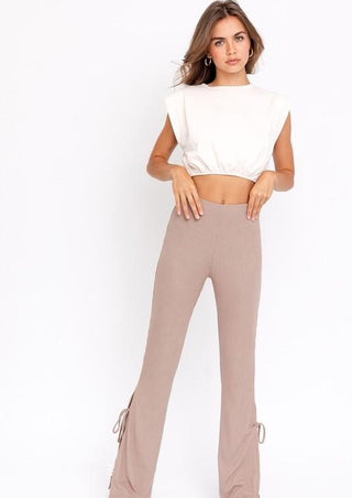 High waisted beige pant 
