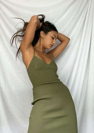 Olive Green Ribbed Mini