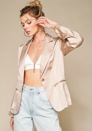 Sexy Satin Silk Blazer 