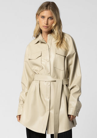 Taupe leather jacket, minimal jacket, tie jacket, winter jacket,