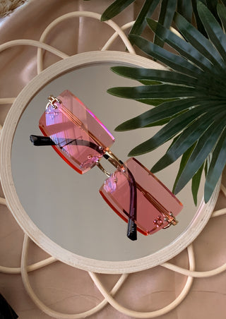 Rimless rectangle edge sunglasses