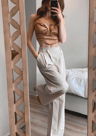 Tan Asymmetrical Trouser Pant 