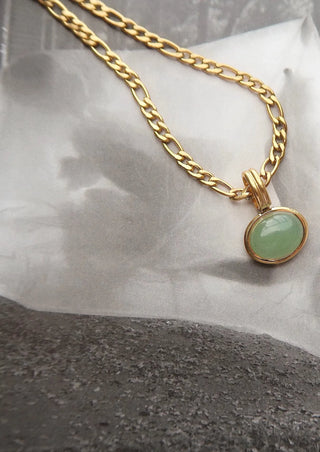 Gold necklace, gold jewelry, 18k gold jewelry, hypoallergenic jewelry, aventurine necklace.