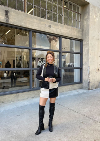 Checkered skirt, mini skirt, vegan leather skirt, faux leather skirt, skirt, going out outfit. 