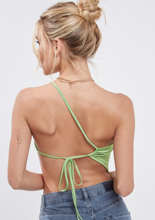 Open Back Asymmetrical Lime Green Top 