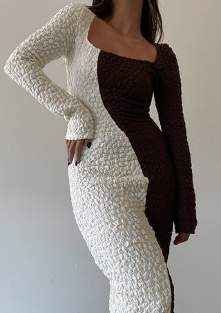 Fall midi dress, midi dress, dress, chocolate dress, brown dress, unique midi dress.