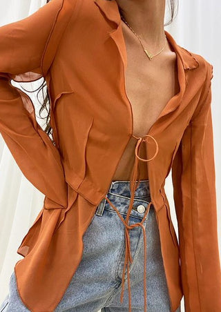 Vintage Tie Front Top Auburn