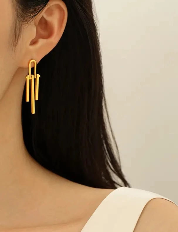 drop earrings, gold earrings, water-resistant jewelry