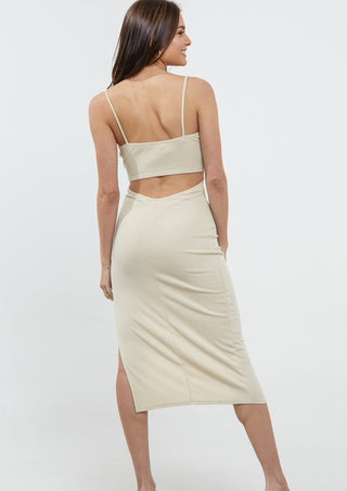 Beige Cutout Midi Dress