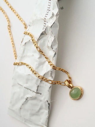 Gold necklace, gold jewelry, 18k gold jewelry, hypoallergenic jewelry, aventurine necklace.